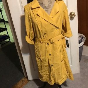 NWT Sharagano NY yellow collared brand button up jacket dress  size 16